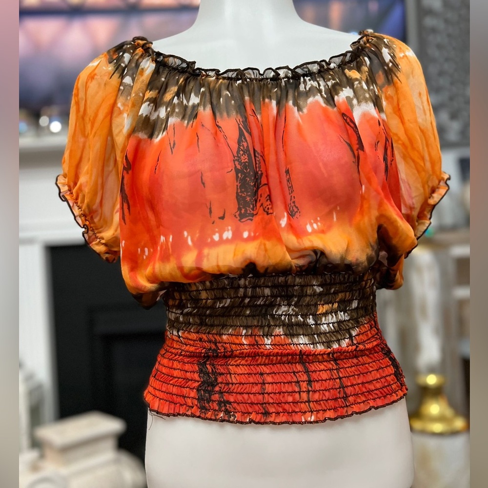 1.2.3 Cute Vintage Sheer Cropped Top Size Small